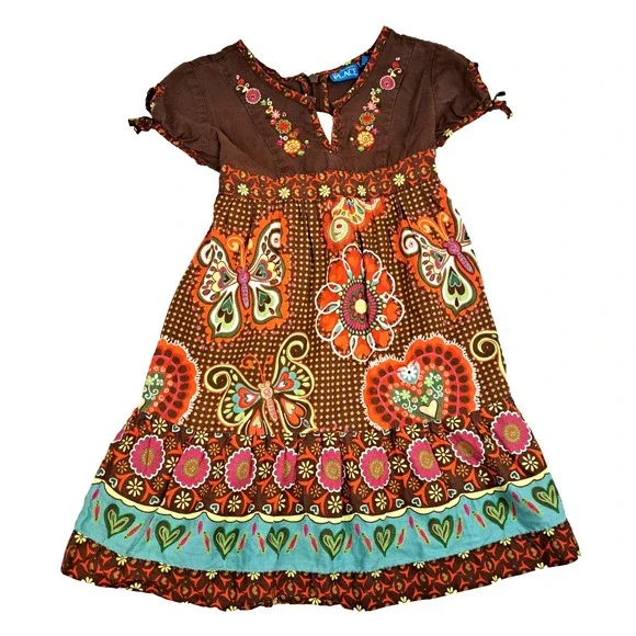 2 Vtg Girls Sz 4 Summer Dresses Children's‎ Place & Counting Daisies Boho Floral - Picture 2 of 15